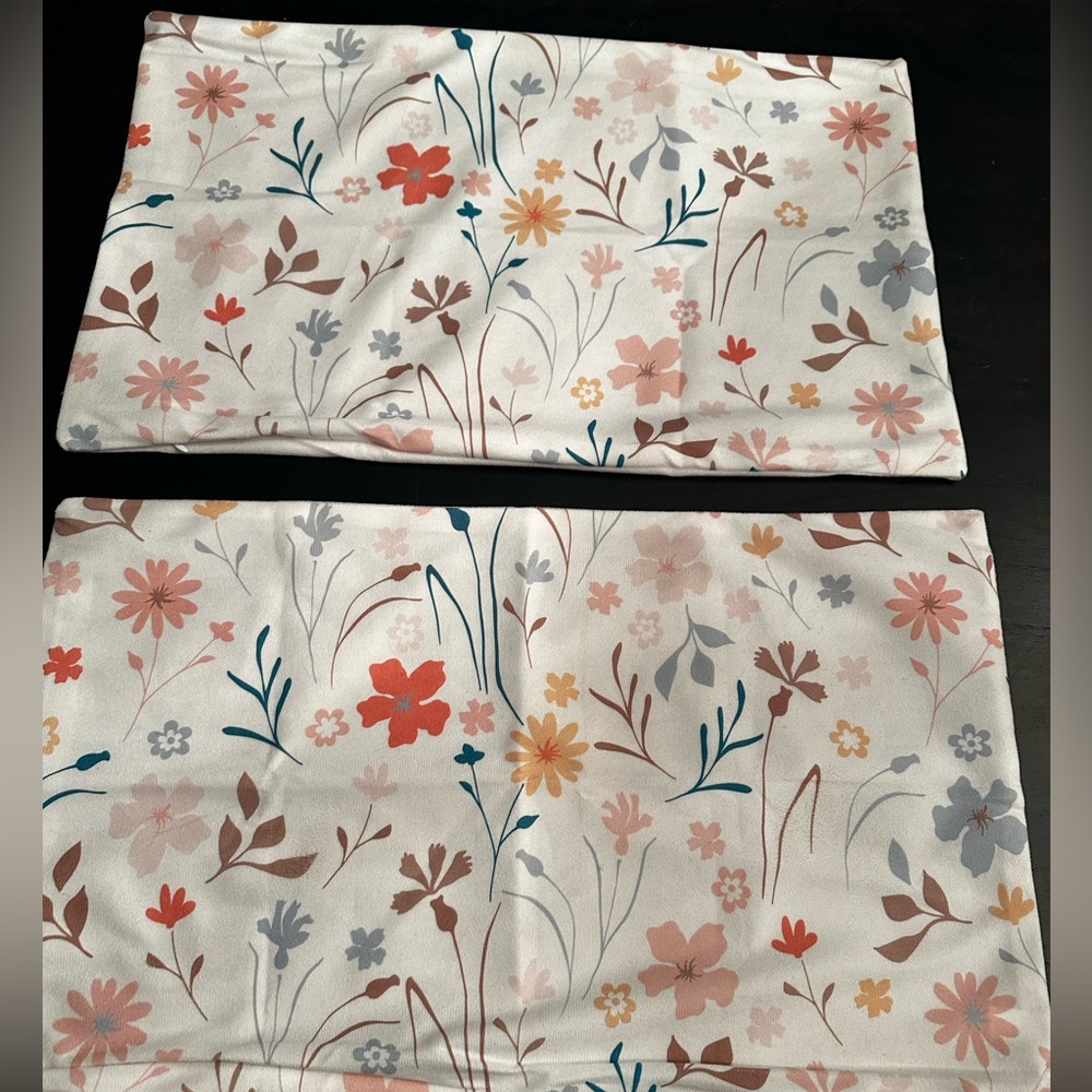 Floral Fall Set Oblong Rectangle Pillow Covers Cases 12x20  Neutral Floral
